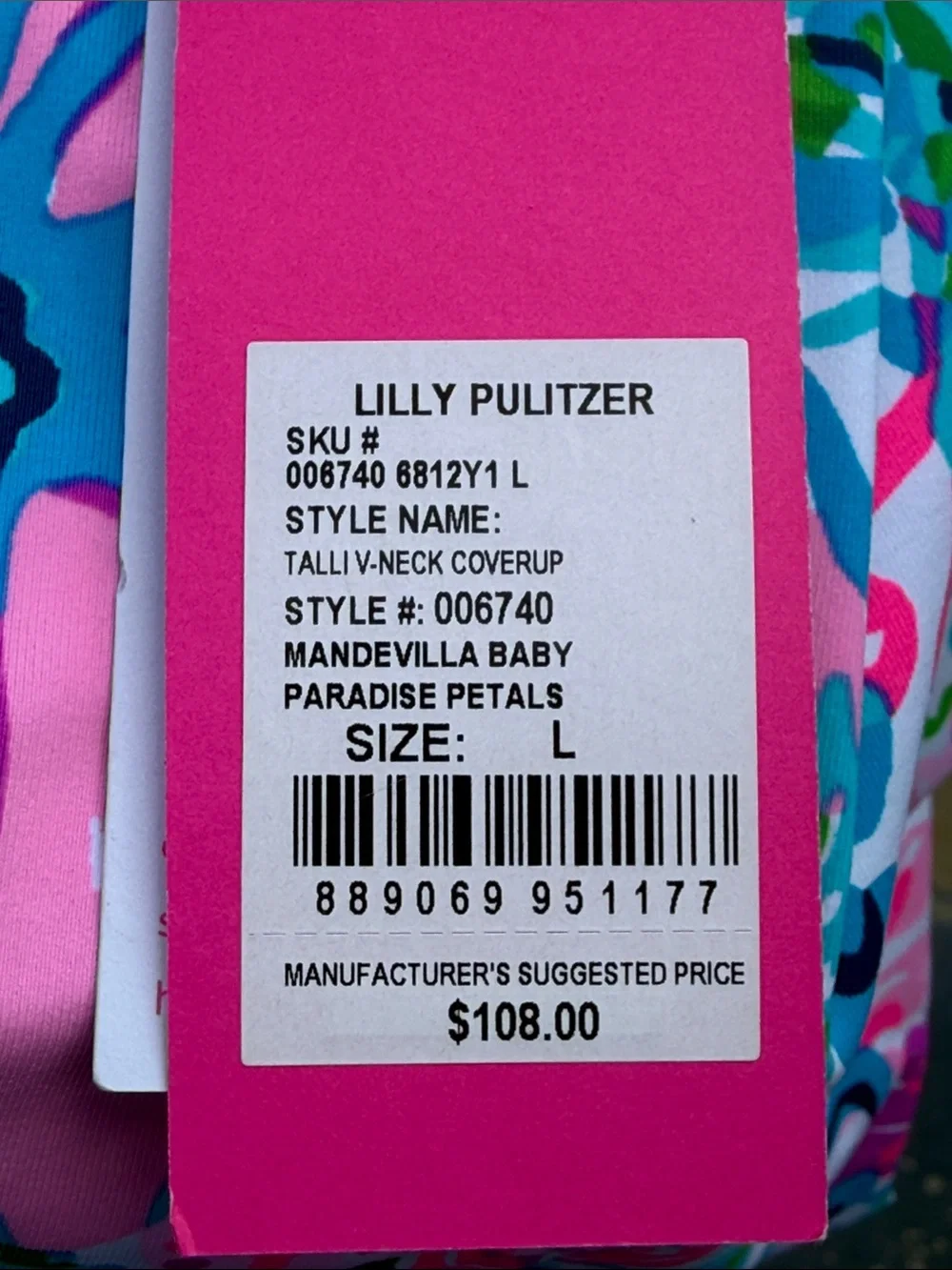 NWT Lilly Pulitzer Talli V-Neck Cover Up in Mandevilla Baby Paradise Petal Large
